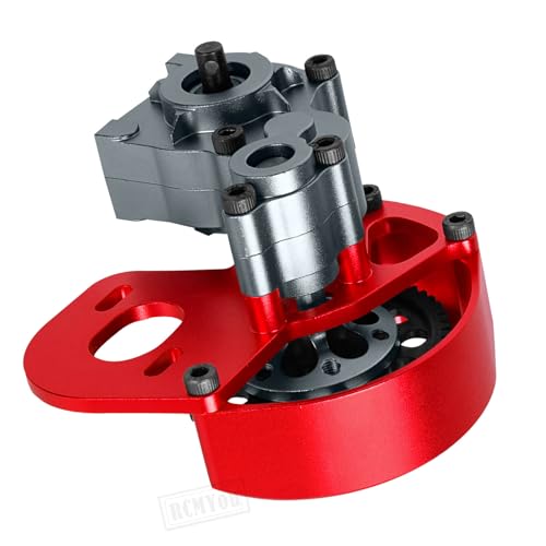 Transmission Gearbox Upgrades Part for 1/10 SCX10, SCX10 II 90046,90047,AX10 RC Crawler Truck,Aluminum Center Transmission Gearbox Hops up,Red&Titanium - color: Red&titanium for Upgrades