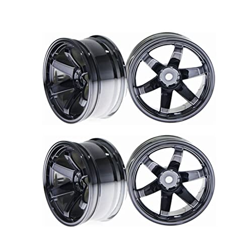 4PCS 1:10 RC Tires and Plastic Wheels Rims for 1/10 Scale On Road Touring Racing Drift Car HSP HPI Tamiya (Gray) - color: Gray
