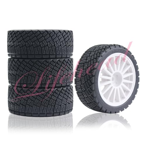 Lifehead 67mm RC On-Road Rally Car Tires and Wheels for 1/10 RC On-Road Touring Drift Car HSP Tamiya XV01 TT01 TT02B HPI Kyosho FAZER MK2 /12mm Hex - color: White C