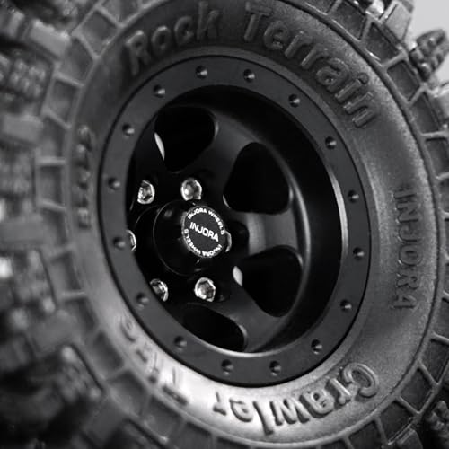 INJORA M2 Wheel Lock Nuts with Aluminum Cap for 1/24 RC Crawlers (Black) - color: Black