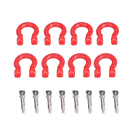 RC Tow Hook Metal Bumper D-Ring, 8PCS Metal RC Trailer Buckle Tow Shackle Lock Catch Crawler Accessories for 1/10 Crawler Car Axial SCX10 CC01 D90 D110 for TF2 Upgrade Parts