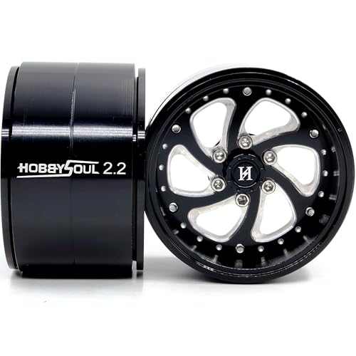 2.2 Beadlock Wheels Adjustable Offset Rims Wide 40mm for 1/10 RC Crawler Gen8 Everest gen 7 Pro / SCX10 Capra / TRX4 AMG 6x6 Upgrades, HS701599 - color: Black