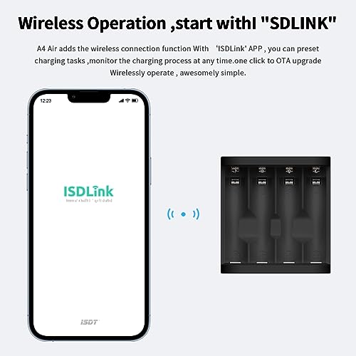 A4 Air AA Battery Charger 10W 1.5A DC AAA Smart Charger USB Input Wireless for 10500 12500 NiMH NiCd Li-lon LiFePO4 Battery - color: ISDT23