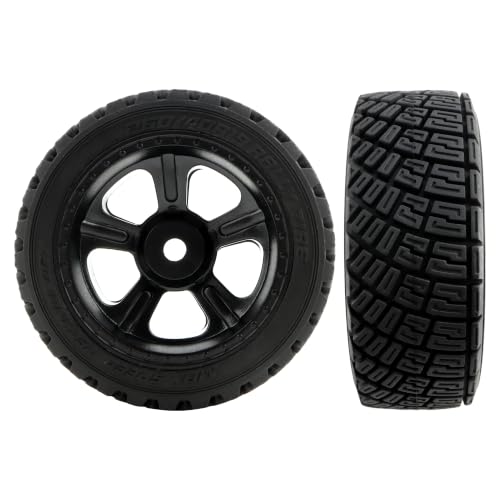 4-Pack RC 1/10 Scale On Road Rally Car Tires OD2.83 Rubber Wheel Rims 12mm Hex Compatible with Traxxas 4 Tec 2.0 Tamiya TT01 XV01 Kyosho WR8 Sakura WLtoys HPI Touring Racing Car