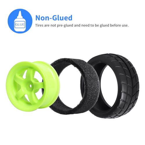 Hobbypark 4pcs-Pack 26mm Width RC Rubber Tires Plastic Wheel Rims 12mm Hub Mount for Redcat HSP 1:10th On Road Car Touring