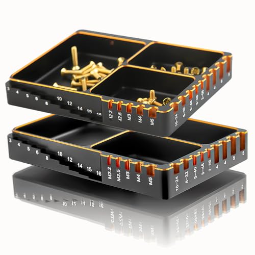 REDSPIDER High Strength Aluminum Alloy RC Screw Tray, Black and Gold, Used for RC Model Toy Repair, Spiral Tray nut Washer Storage Tool for RC car Ship Aircraft Models