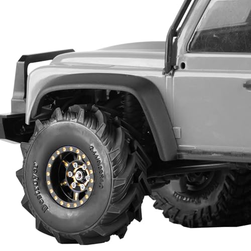 RC Full Brass 1.0in Beadlock RC Wheel RC Tires for 1/18 1/24 Trx4m Axial SCX24 RC Crawler, 1.0“RC Metal Wheel Hub Rim RC Truck Tires 4pcs