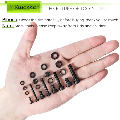 M3 M4 M5 M6 Hex Socket Bolts and Nuts Assortment Kit, 1160Pcs | 12.9 Alloy Steel, Zinc Plated Anti-rust; 20 Sizes Metric Screws with Lock Washers; For 3D Printing DIY Machinery Repair - size: F. M3 M4 M5 M6