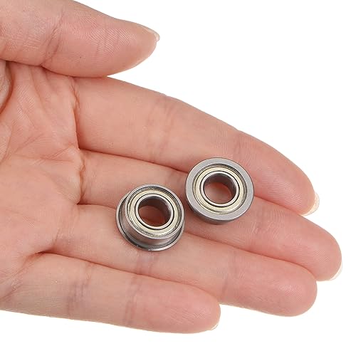 uxcell F687ZZ Flanged Ball Bearing 7x14x5mm Double Shielded Chrome Steel Flange Bearings, 4pcs - size: 7x14x5mm