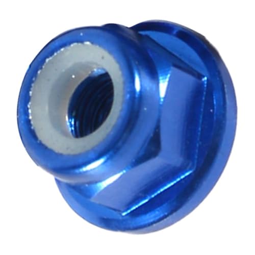 Insert Lock Nuts – Aluminum Alloy Hex Flanged Nylon Lock Nuts,Avoid Loosening Hardware Fasteners for RC Car Truck Crawler Wheels(M4,Black)(Blue-M3) - color: Blue-M3