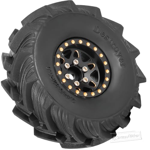 1.0 Beadlock Wheel Rims for 1/24 1/18 RC Crawler Car SCX24 TRX4M,Black Coating Brass 1.0 RC Beadlock Wheels RC Rims,Black