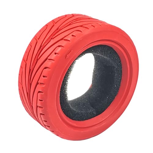 1/10 RC On-Road Car Tyres, 65mm Rubber RC Tire for 1/10 HSP Tamiya HPI Kyosho RC On Road Run-flating Car (Red) - color: Red