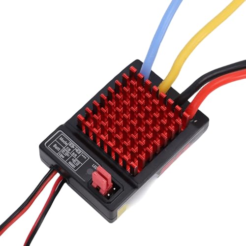 Drfeify 60A Brushed ESC, Water Proof RC Electronic Speed Controller for SCX10 D90 Crawler Cars, 320A Peak with 1/10 1/12 Scale