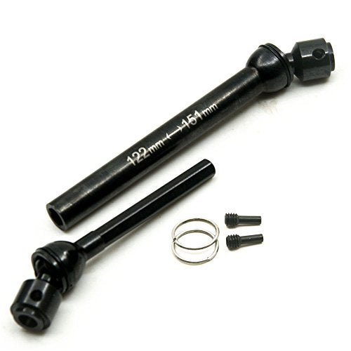 QUE-T 2 Pcs Steel 122-151mm Drive Shafts for 1/10 Axial Wraith/SCX10/Dingo/D90 RC Crawler Car (122MM-151MM)