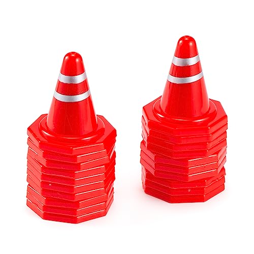 20Pcs Simulated Traffic Cones, Mini Decoration Toys Traffic Road Cones for RC Crawler 1:16 1:18 1:24 RC Car SCX24 FCX24 TRX4M