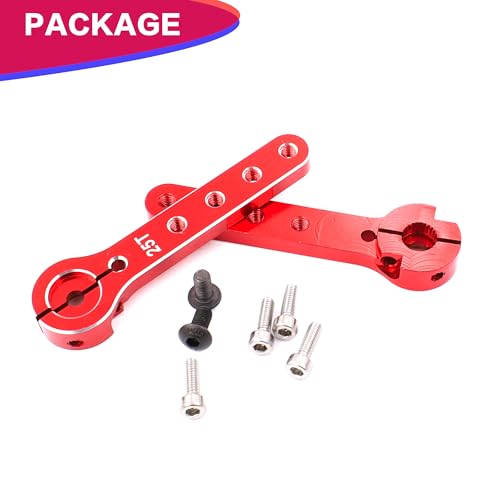 25T Metal Servo Arm 56mm for 30-100CC Balsa Airplanes 1/10 RC(2PCS Red) | Extension Servo Horn for 1/10 Car Boat Futaba HSP Wltoys Axial SCX10 Parts,CNC Machining - color: 2pcs Red