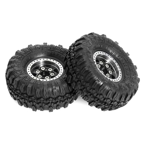 REDSPIDER 1.0 Beadlock Wheels and Crawler Tires 4pcs Aluminum Rim for RC Crawler Axial SCX24 Gladiator Bronco C10 Deadbolt FCX24 (Black) - color: Black