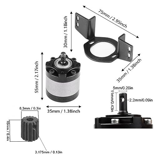 Changor 550 Motor High Speed RC Brushed Motor with Reduction Gearbox for 1/14 1/10 RC Crawler DIY (21T) - size: 21T