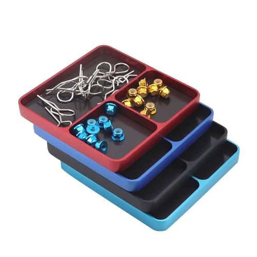Magnetic 3-Grid Parts Storage and Maintenance Tool Tray (98x98x11mm) Compatible with RC Cars, Drones, Model Vehicles and Electronic Repair(Light Blue) - color: Light Blue