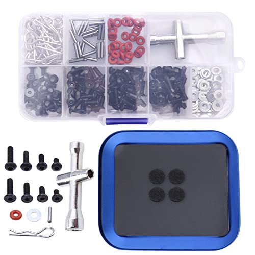 241pcs RC Screws Kit M3 Hex Screw & Screw Tray Repair Tool Hardware Fastener Set for RC Hobby Universal Accessories for Traxxas Arrma Axial Redcat SCX10 Losi HPI 1/8 1/10 Scale RC Cars Crawler