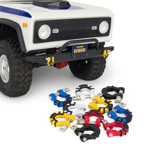 4Pcs Metal Tow Shackle Trailer Buckle for SCX10 TRX4 1/10 RC Crawler | Durable metal shackles, compatible with CC01 D90 D110 TF2. Perfect for tow hook upgrade,off-road crawler accessories.4-pack. - color: Yellow