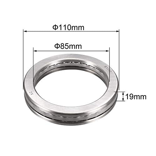 uxcell 51117 Miniature Thrust Ball Bearing 85mm x 110mm x 19mm Chrome Steel with Washer 2pcs - size: 85mmx110mmx19mm