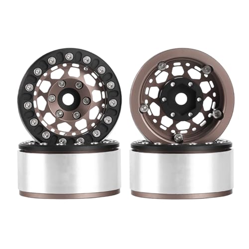 4PCS 1.55 Inch Aluminum Alloy Metal 10Holes Beadlock Wheel Rim Hubs Replacement Accessory for Tamiya AX90069 D90 TF2 CC01 CC02 1/10 RC Crawler Car Upgrade Parts(B-Black Bronze) - color: B-Black Bronze