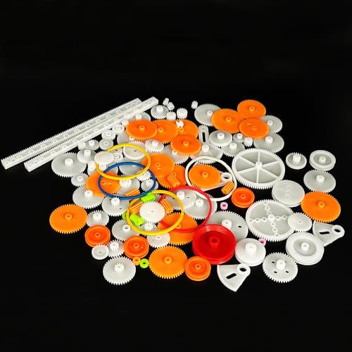 105PCS Plastic Gears Set Single Gear Reduction Gear Small Motor Gears for DC Motor DIY Model Toy RC Car Truck Robot Helicopter Gear Replacement (105)