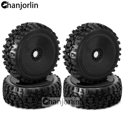 1/8 Buggy Tires OD 118mm and Wheels 17mm Hex Rubber RC Off Road Tyres for 1:8 Scale Buggy Truck Car HSP Kyosho MP10 VRX HPI Hobao ARRMA Typhon 6S 3S Talion Traxxas Losi 8ight 4PCS (Black) - color: Black
