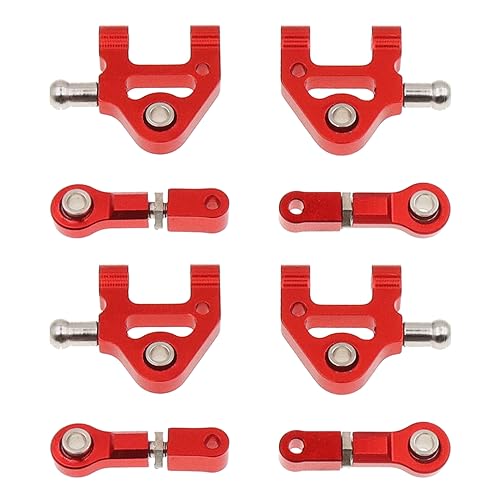 Aluminum Alloy Steering Knuckles Kit A-Arms Suspension Arm Rear Link Rod Shocks & Dogbones(CVD) Upgrade Parts Compatible with WLtoys K969 K979 K989 K999 P929 P939 284131 1/28 RC Car(Red) - color: Red