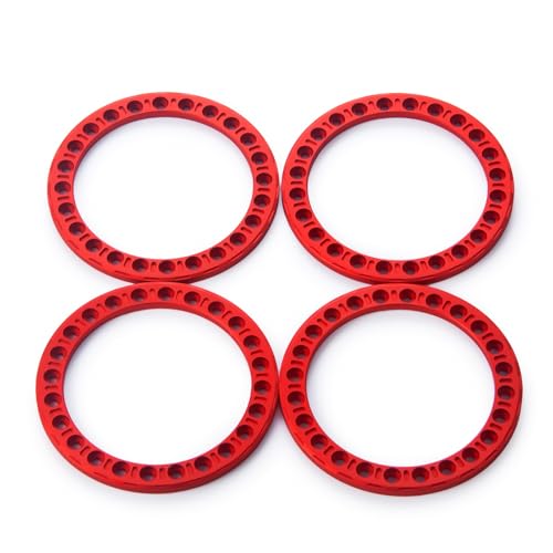 4PCS/Set Aluminum Alloy 1.9" RC Wheel Inner Beadlock Rings Replacement Wheel Rim Inner Beadlock Ring Reusable Beadlock Wheels for 1/10 Scale SCX10 1.9inch Beadlock Wheels Upgrades (Red) - color: Red