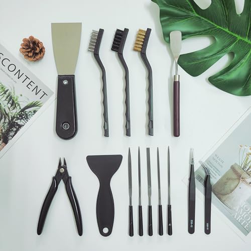 24Pcs 3D Printer Tools Kit, 3D Printer Accessories Removal Tools Includes Nozzle Cleaning Kit, Putty Knife Scraper, Brushes, Tweezers, Diamond Files for 3D Prints Cleaning Finishing - style: 24 Pcs