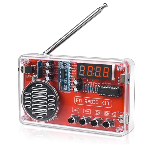 Diymore DIY FM Radio Kit, Soldering Practice Electronics Project, Transparent Case, with PCB, Speaker, Digital Display, for Beginners & STEM Learning - color: DIY FM Radio Kit