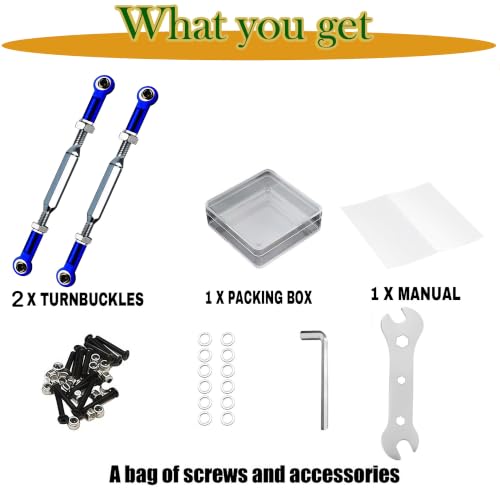 RC Suspension Links Compatible with Traxxas Slash Rustler Stampede Hoss 1/10 Scale, Adjustable Stainless Steel Turnbuckle Links Set with CNC Machined Rod Ends, 2PCS Upgrade Steering Links,Dark Blue - color: Stainless Steel & Dark Blue