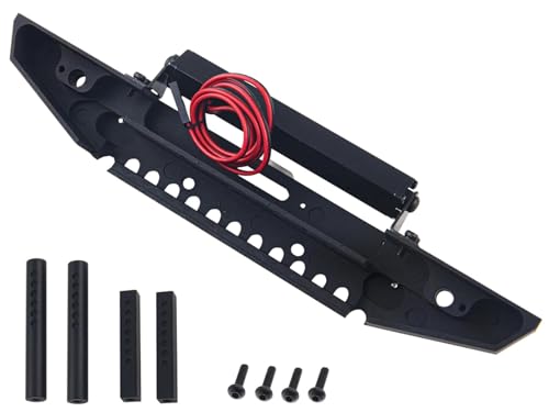 Metal Front Bumper with LED Lights Upgrade Parts for 1/10 TRX-4 Axial SCX10 90046 90047 SCX10 II RC Crawler Car(Black)