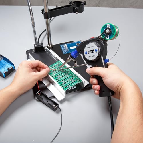 YIHUA 929D-II Soldering Gun Kit Motorized Industrial Automatic Solder Feeding with Digital Display, Temperature Contorl, Stabilization with 80g Solder Wire Soldering Kit - color: Blue
