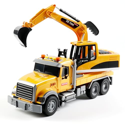 Dwi Dowellin Large Excavator Truck Toy for 3 4 5 6 Year Old Boys,Truck Toy with Sound and Light - style: excavator truck