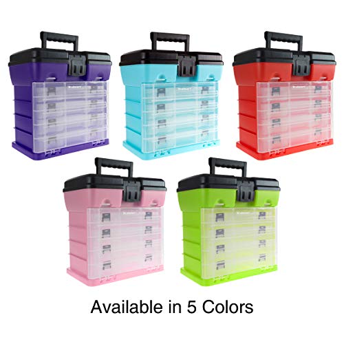 Storage and Tool Box-Durable Organizer Utility Box-4 Drawers with 19 Compartments Each for Hardware, Fish Tackle, Beads, and More by Stalwart (Purple) | With Drawers and Customizable Compartments for Hardware, Fishing Tackle Box, Beads, or Craft Supplies