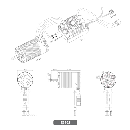 XC E3652 Sensored Brushless Motor for RC Car,2-3S Lipo,IP67 Water Proof,Applicable to:1/10 On-Road,Off-Road,Short Course(Light Load) (3300KV) - style: 3300KV