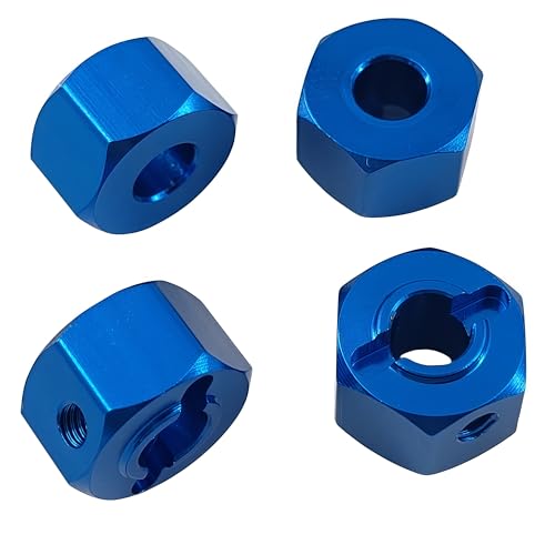 12mm Aluminum Wheel Hex Hub Adapter for 1/10 Mini Maxx RC Car (Blue) | Alloy,3654,Upgrade Parts,CNC Machined,High Strength,Precision Fit,Wear Resistant,Easy Installation - color: Blue