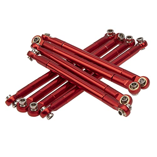 8PCS Metal Pull Rod Link Rod Linkage Compatible with MN Model MN86S MN86 MN86KS MN86K G500 1/12 RC Car (Red) - color: Red