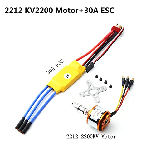 GoolRC 2212 2200KV Brushless Motor 30A ESC with T Plug 3.5mm Banana Connectors for RC Plane Helicopter Electronic Speed Controller - size: 2200kv with esc