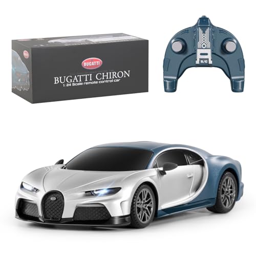 MIEBELY 1/24 Licensed Bugatti Chiron RC Car Rechargeable Toy for Kids 6-12 | Officially licensed;2.4GHz control;LED;rechargeable 3.7V battery;sturdy ABS;indoor/outdoor play;gift for boys & collectors - style: Bugatti Chrion