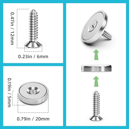 10 Pack 40 LBS Strong Magnets with Holes Neodymium Round Cup Magnets with Screws, Rare Earth Magnet for Wall Mounting Waterproof Countersunk Hole for Kitchen Garage Holding Tools DIY Crafts - size: 10 Pack 40LBS