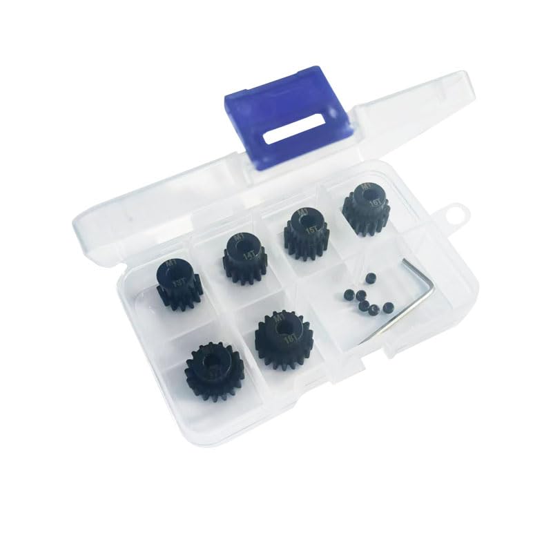 6-Pack,Mod 1 Pinion Gears Set - 13T 14T 15T 16T 17T 18T Hardened Steel, 5mm Shaft Hole, RC Car Motor Gears Upgrade Kit with Screws & Hex Wrench