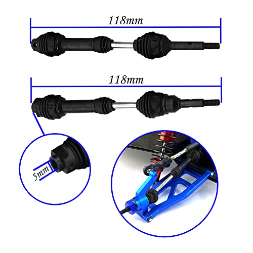 2Pairs Vgoohobby Steel Drive Shaft CVD Dogbon Front Rear Driveshaft Compatible with Traxxas Slash 4X4 Stampede Rustler Hoss VXL 4X4 RC Truck Car (Black) - color: Black