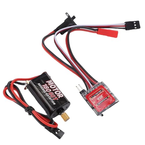 Changor 30A Mini Brush ESC Powerful Brushed Electronic Speed Controller with Brake for 1/16 1/18 /24 RC Cars Boats Compact Design (60T) - size: 60T