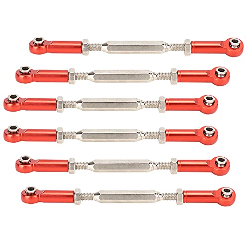 Drfeify 6Pcs Aluminum Alloy Adjustable Push Rods, Turnbuckle Rod Linkage Accessories with 5 Colors, for RC Car Series Upgrade (Red) - color: Red