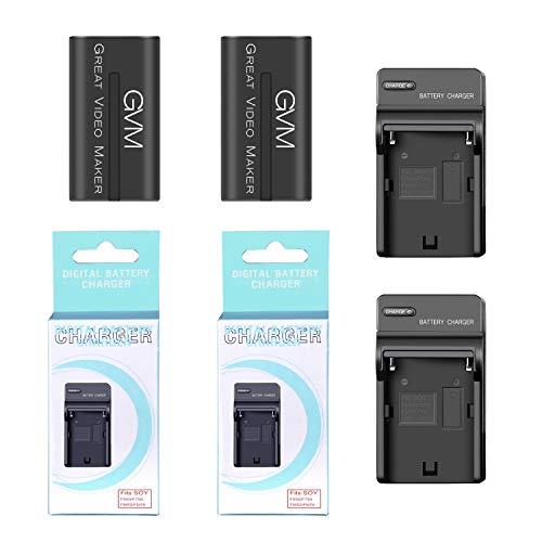 GVM 2 Packs NP-F750 Replacement Batteries 7.2V 4400mAh with Dual Travel Chargers, Compatible with NP-F550/570/750/770/960/970/DCR/DSR/HDR/FDR/HVR/HVL Camera Camcorder LED Video Light Slider Monitor