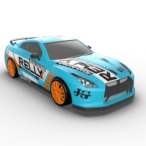 RC Drift Car Remote Control Car 2.4GHz 1:24 Scale 4WD 15KM/H High Speed Model Vehicle LED Lights Drifting Tire Racing Sport Toy for Adult Boys Girls Kids Gift 2Pcs Rechargeable Batterie - color: Light Blue